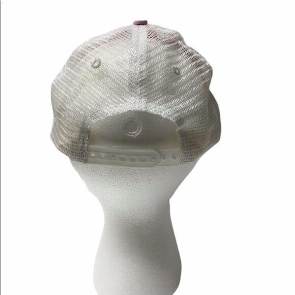 John Deere Pink White Mesh Snapback Hat - Picture 3 of 8